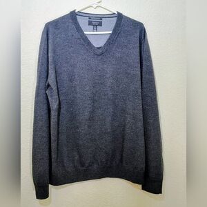 Nordstrom Men’s Shop Extra Fine Merino Wool V-Neck Sweater Gray | Size XL